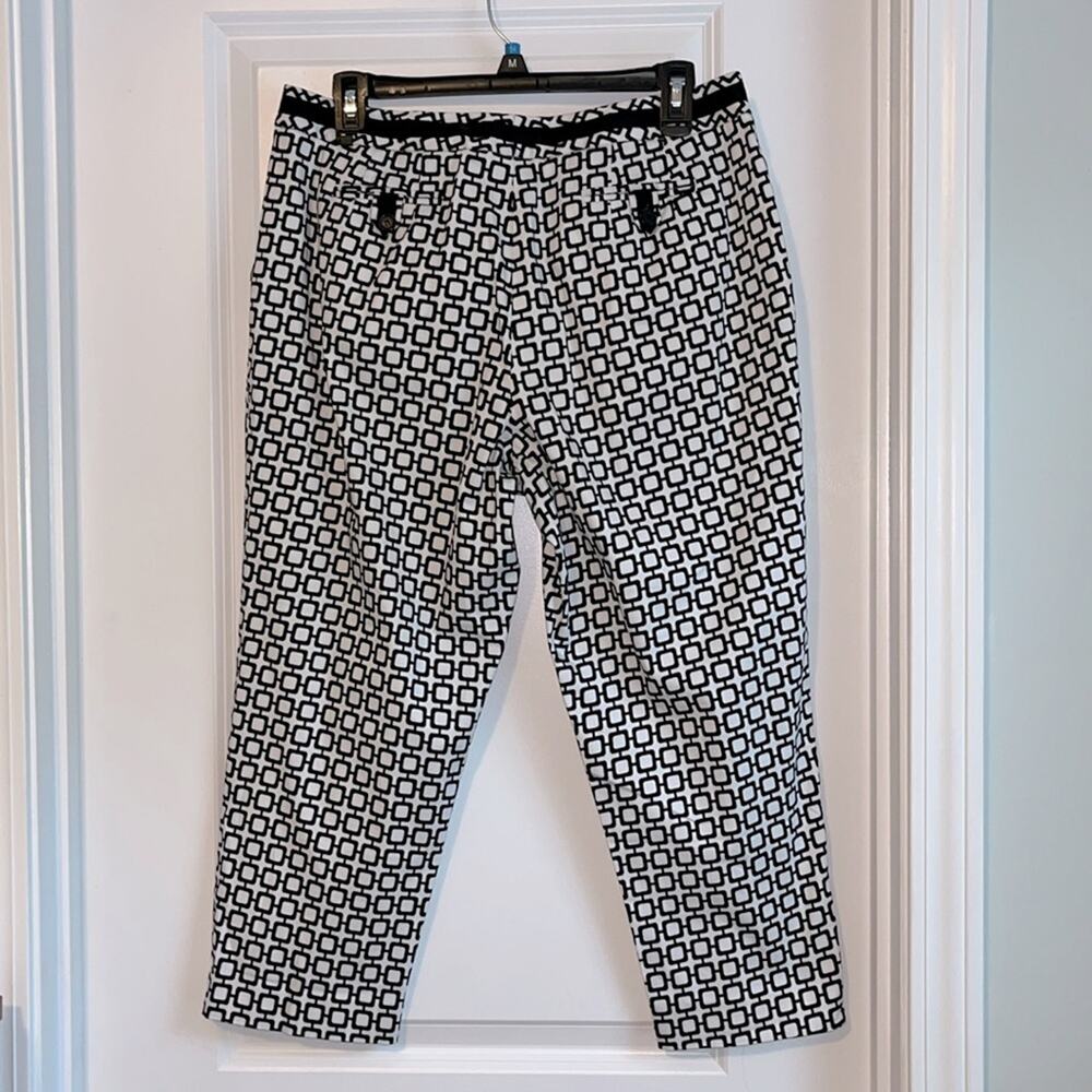 Talbots Black And White Geometric Patterned Crop … - image 5